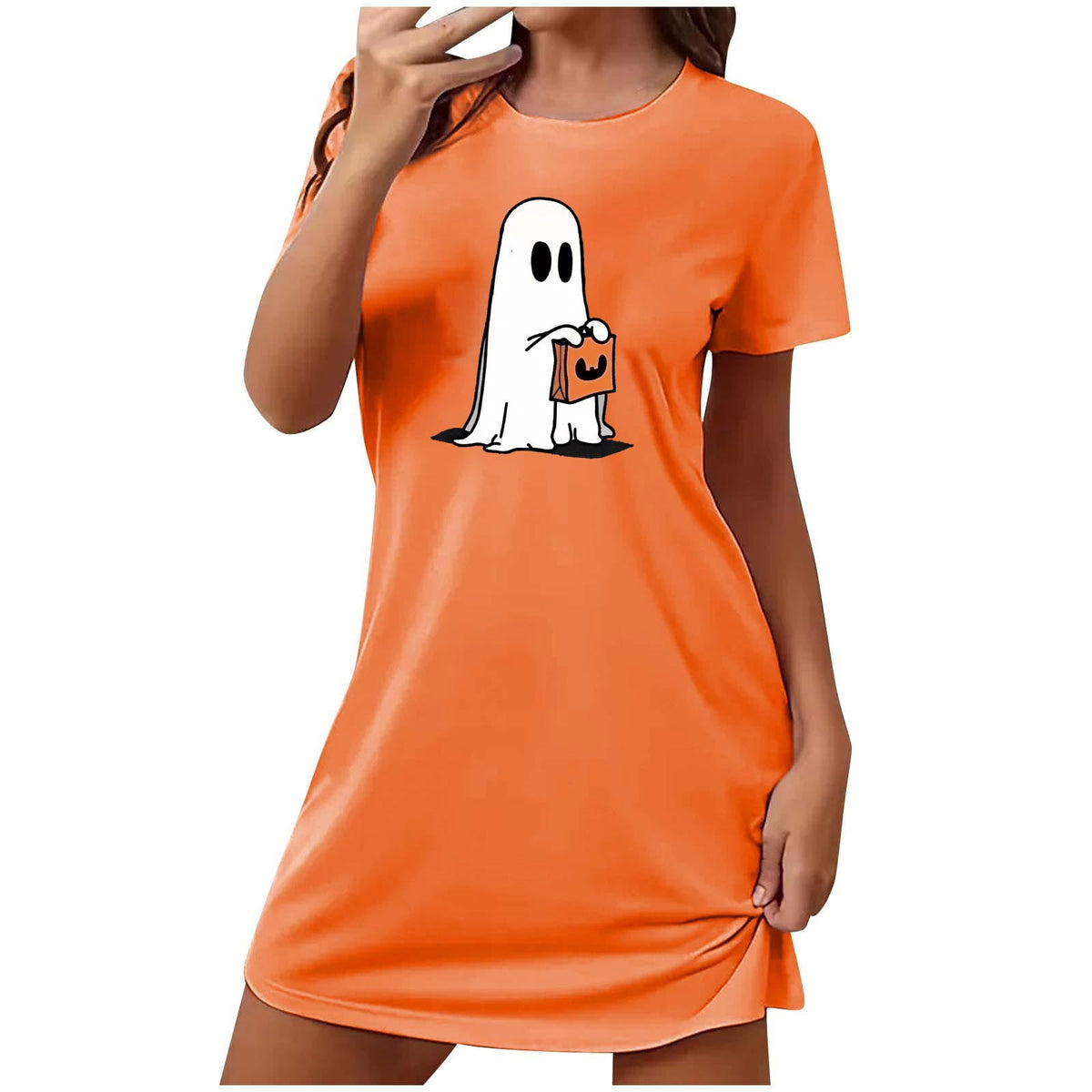 Censtreet Halloween Sleep Shirts for Women Short Sleeve Night Shirts for Sleeping Pullover Nightgown Soft Nightdress
