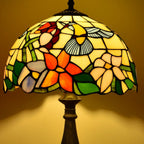 Tiffany Style Stained Glass Hummingbird Table Lamp 12in Shade, 18in Tall