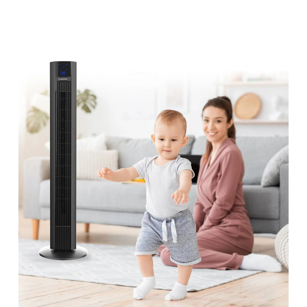 Lasko Xtra Air 48in 4-Speed Oscillating Remote Controlled Tower Fan, Black - T48336