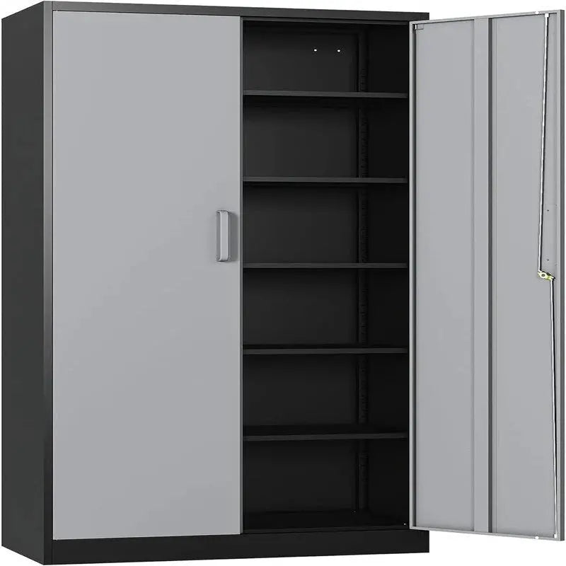 Heavy-Duty Metal Garage Storage Cabinet, Lockable Freestanding 5 Adjustable Shelves, 70.87 inch31.5 inch15.7 inches - Black
