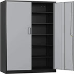 Heavy-Duty Metal Garage Storage Cabinet, Lockable Freestanding 5 Adjustable Shelves, 70.87 inch31.5 inch15.7 inches - Black