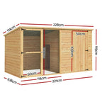 i.Pet Extra-Large Outdoor Wooden Log-Style Dog House With Insulated Bed, 2.28m - Brown