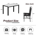 5 Piece Kitchen Dining Table and Chair Set, Dining Room Table Set with Faux Marble Table PU Leather Padded Chairs, Rectangle Dining Table Set for 4