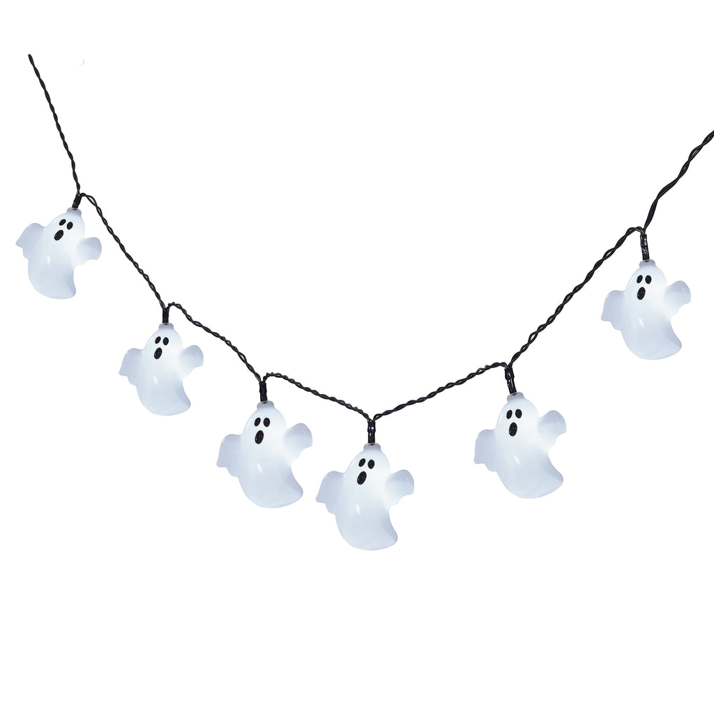 Indoor 10-Count Battery-Operated LED Ghost String Lights, Cool White, 4.5', Halloween by Way To Celebrate
