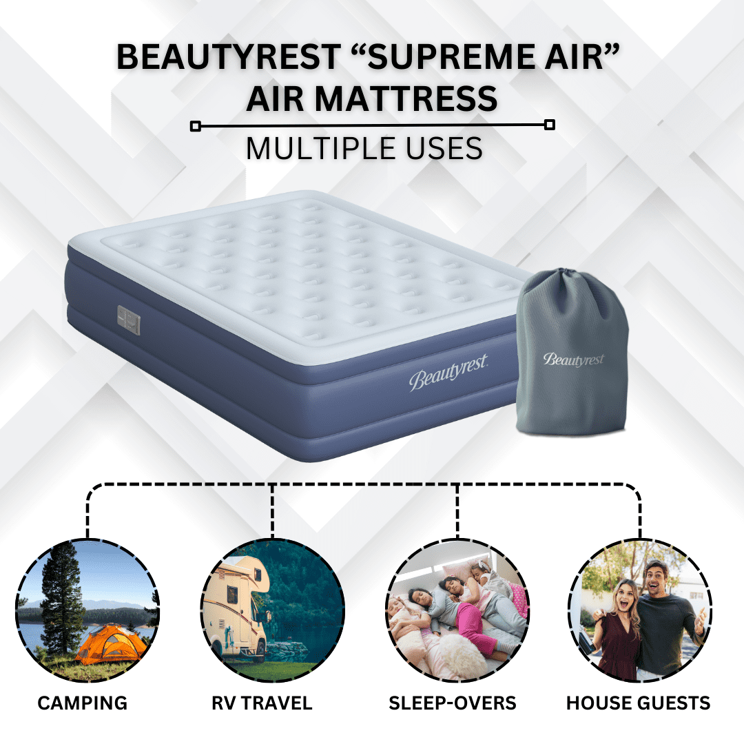 Beautyrest 17" Supreme Air Auto Shut-Off Air Mattress with Built-in SureLock Pump, California King Size, 3-Year , Supports 650 lbs, Best for Home