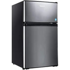 Compact 3.1 Cu.Ft 2-Door Mini Fridge With Freezer Compartment, LED Light, Stainless Steel Sliver - HPVFR310