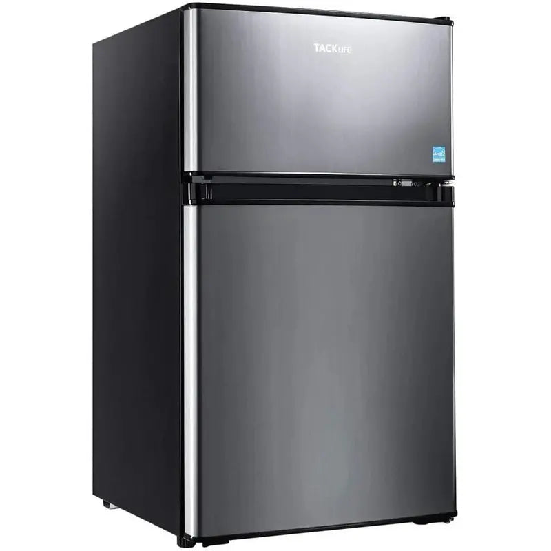 Compact 3.1 Cu.Ft 2-Door Mini Fridge With Freezer Compartment, LED Light, Stainless Steel Sliver - HPVFR310