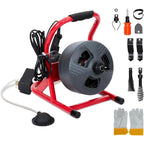 50Ft x 5/16 Inch Drain Cleaner Machine, Professional Electric Drain Auger for 3/4-3 Inch Pipes, Foot Switch with 6 Cutters, Gloves, Drain Auger