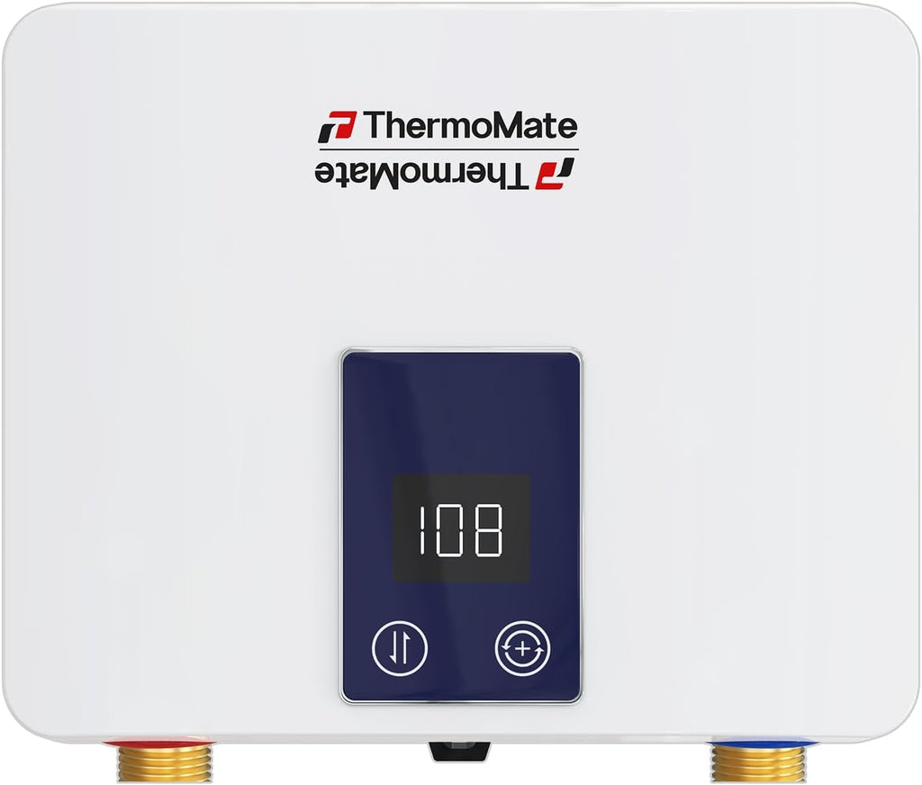 Tankless Small Water Heater Electric 120V 29.2Amp, ThermoMate 3500W On Demand Instant Hot Water Heater with Temperature Display for Kitchen Bathroom