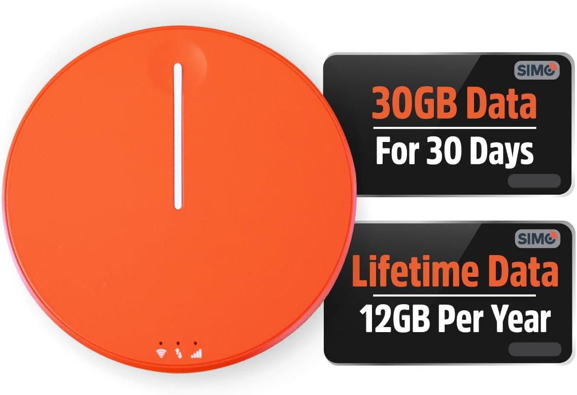 SIMO Solis Hero, 4G Mobile Hotspot, 1GB/Monthly + 30GB Global Data