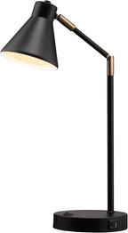 O'Bright Astrum - LED Desk Lamp with Dual USB Charging Ports, 100% Metal, 270 Degree Swivel Arms, Soft White Light (3000K), Bedside & Home Office
