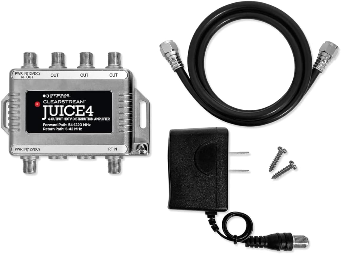 Antennas Direct ClearStream JUICE4 Distribution Amplifier, Silver