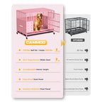 CAMMOO 48" Foldable Heavy Duty Dog Crate Cage for Large Dogs,XL Dog Kennel Indoor,4 Lockable Wheels,Widened Floor Panel,Adjustable Internal Height