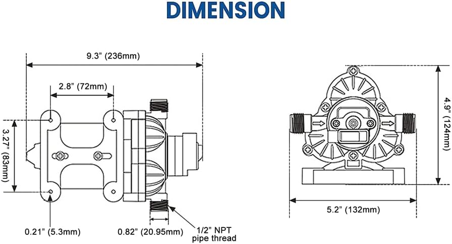 T33 Automatic On-Demand Diaphragm Pump 115Vac, 4.0GPM, 45PSI, Industrial Water Pressure Pump for Kitchen, Bathroom, RV, Marine Yacht, Caravan, Garden