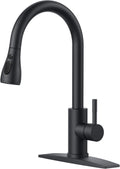 FORIOUS Black Kitchen Faucet with Pull Down Sprayer, Stainless Steel