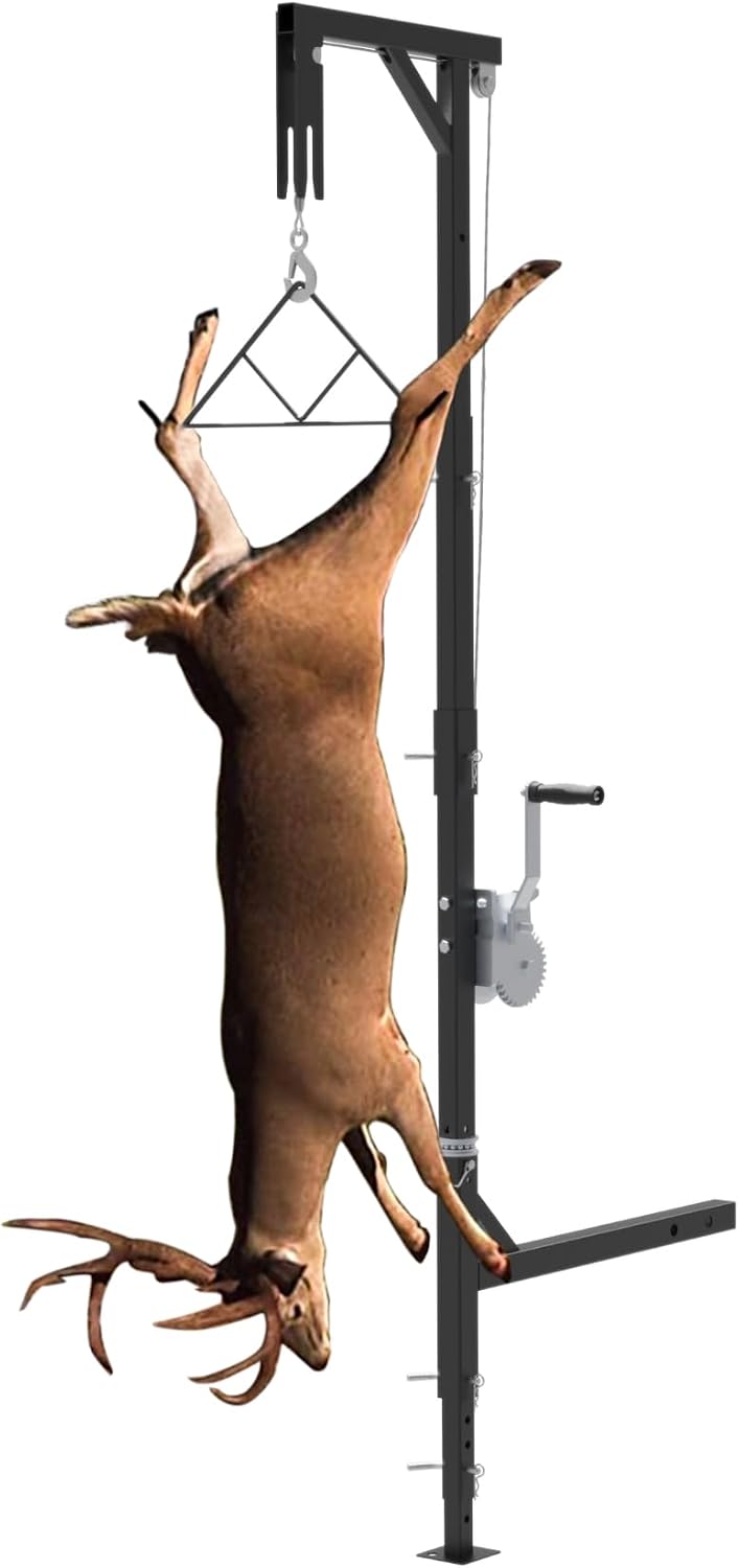 Deer Hoist for Truck Hitch, 600lbs Capacity Deer Hanger with Winch Gambrel