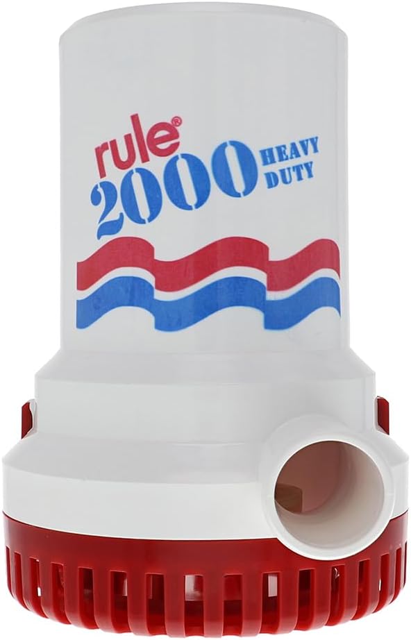 Rule 10 2000 GPH Bilge Pump 12V, Submersible, 1-1/8" Discharge