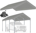 Rutile 10 x 20 FT Carport Replacement Cover, Heavy Duty Car Tarp Canopy Tent Replacement Top w/Ball Bungees Gray (Only Top Cover, Frame is not