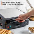 KRUPS 4-Slice Belgian Waffle Maker Nonstick Removable Plates