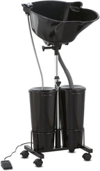Portable Shampoo Bowl with Electric Pump (Pack of 1) | Adjustable Basin Height, Dual-Bucket Design with Drain Hoses | Home & Barber Use