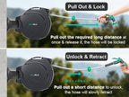 Retractable Garden Hose Reel, 65FT +6FT 5/8" Durable Wall Mounted Water Hose Reel with 180° Swivel Bracket, 9 Pattern Sprayer, 6Ft leader hose,Smooth