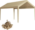 Carport Replacement Canopy, Replacement Top Cover for 10' x 20' Carport Frame, 180G PE Fabric Waterproof & UV Protected Tarp with Ball Bungees, Beige
