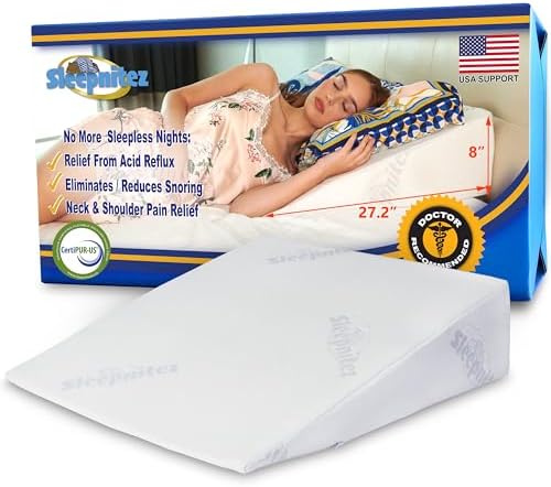 FSA Eligible 8" Bed Wedge Pillow for Acid Reflux, Sleep Apnea