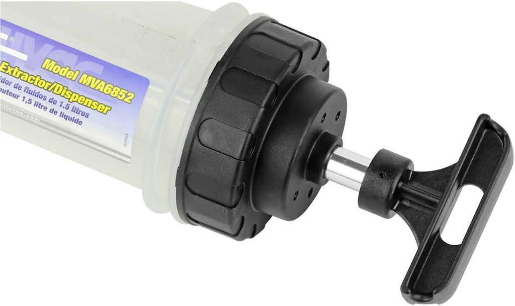 Mityvac MVA6852 1.5 Liter Fluid Evacuator Extractor and Dispensing Syringe, Twist-valve, Dual-seal Piston, MVA7218 Rubber ATF Adapter, For Master