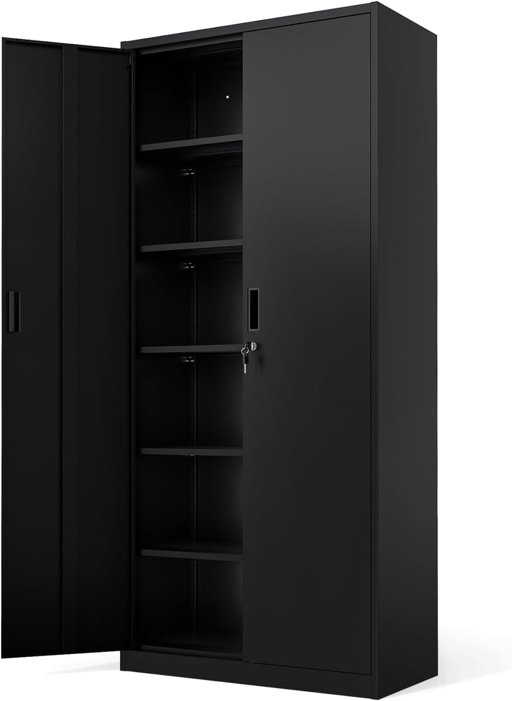 VINGLI Metal Garage Storage Cabinet with 2 Doors and 5 Adjustable Shelves, 71" Tall Steel Lockable File Cabinet, Locking Tool Cabinets for Home