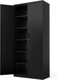 VINGLI Metal Garage Storage Cabinet with 2 Doors and 5 Adjustable Shelves, 71" Tall Steel Lockable File Cabinet, Locking Tool Cabinets for Home