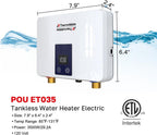 Tankless Small Water Heater Electric 120V 29.2Amp, ThermoMate 3500W On Demand Instant Hot Water Heater with Temperature Display for Kitchen Bathroom