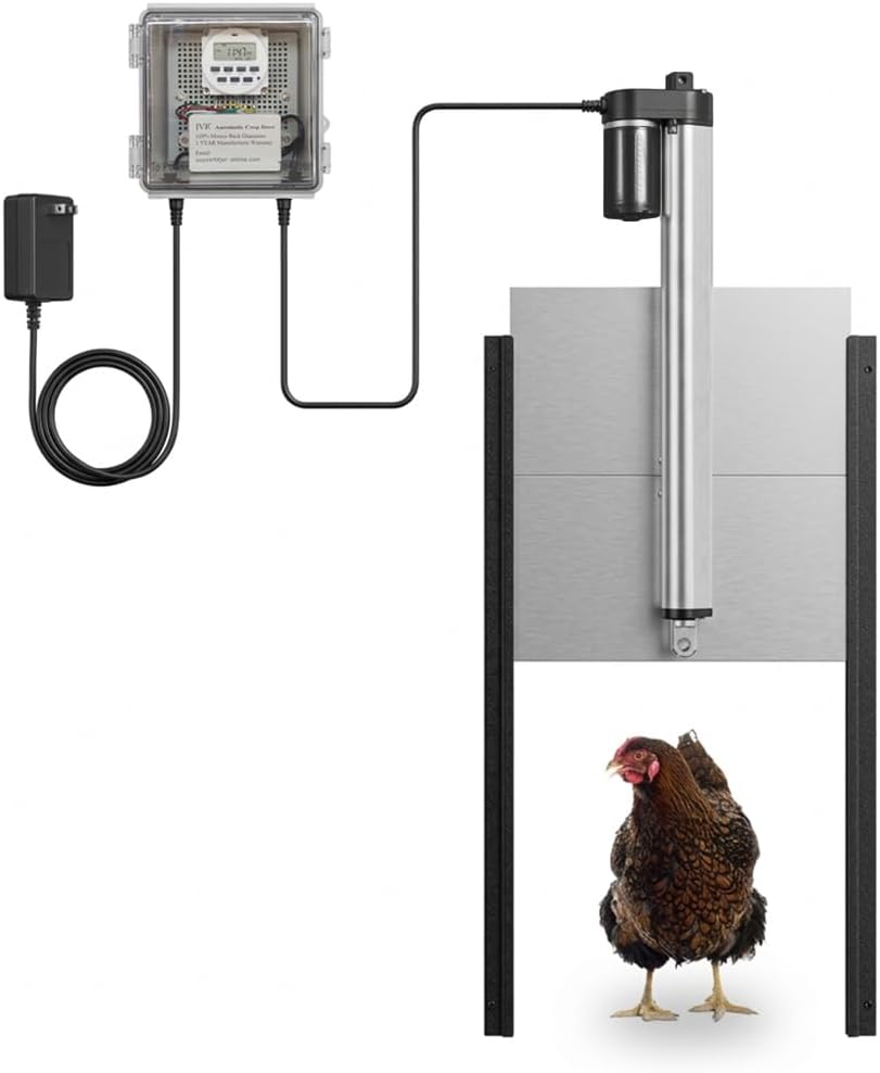 JVR Automatic Chicken Coop Door, Timer, Anti-Pinch, Aluminum Predator Proof