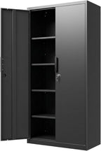 Metal Garage Storage Cabinet with Lock, 71" Tall Steel Storage Locker with 4 Adjustable Shelves, Heavy Duty Metal Cabinet for Garage, Office, Home
