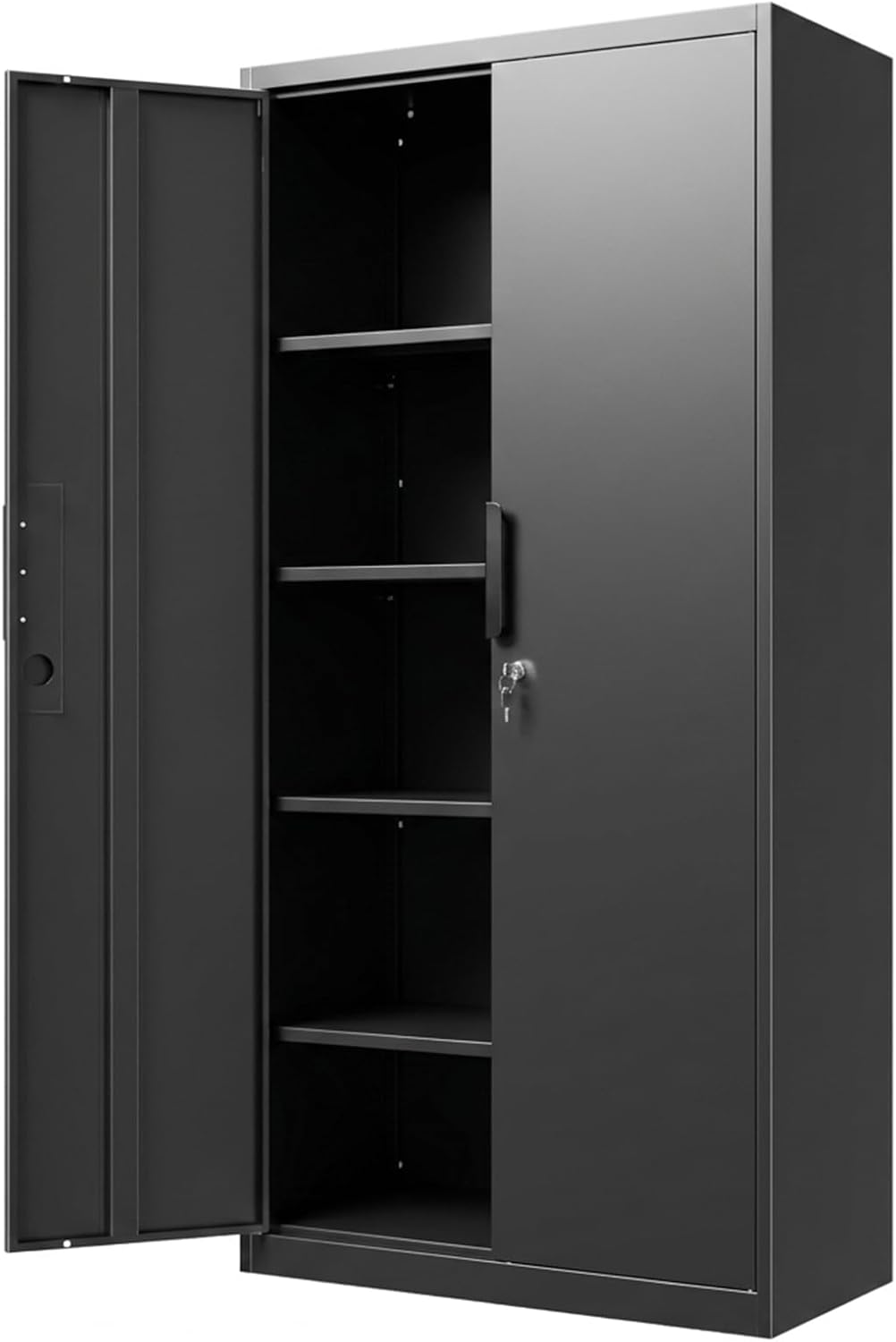 Metal Garage Storage Cabinet with Lock, 71" Tall Steel Storage Locker with 4 Adjustable Shelves, Heavy Duty Metal Cabinet for Garage, Office, Home