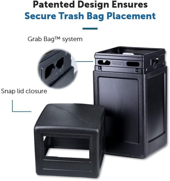 Commercial Zone-73290199 PolyTec 42 Gallon Square Waste Container with Dome Lid Color: Black