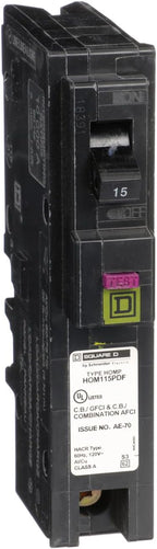 Square D by Schneider Electric Square D - HOM115PDFC Homeline Plug-On Neutral 15 Amp Single-Pole Dual Function (CAFCI and GFCI) Circuit Breaker