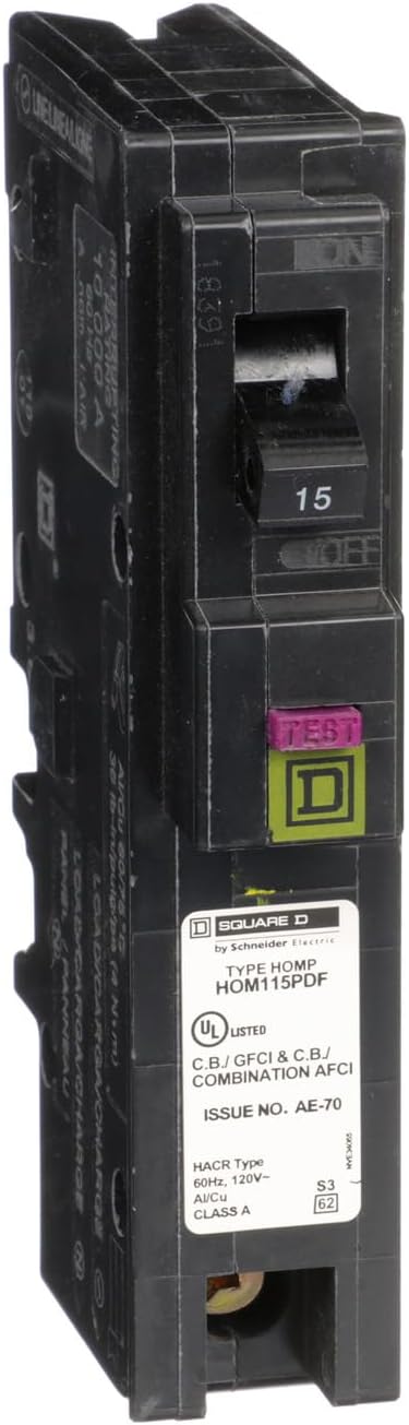 Square D by Schneider Electric Square D - HOM115PDFC Homeline Plug-On Neutral 15 Amp Single-Pole Dual Function (CAFCI and GFCI) Circuit Breaker