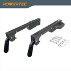 POWERTEC Portable Miter Saw Stand w/ Quick-release Mounting Brackets, 330Lbs Load Capacity, 8" Wheels and 3-Prong Tripple Outlets, Folding Design for
