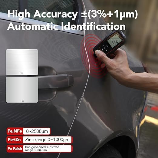 Paint Thickness Gauge for Cars - Accurate Mil Thickness Gauge for Iron/Aluminum/zinc Car Body Filler Tester for Used Car Buyers & Auto Body Shops