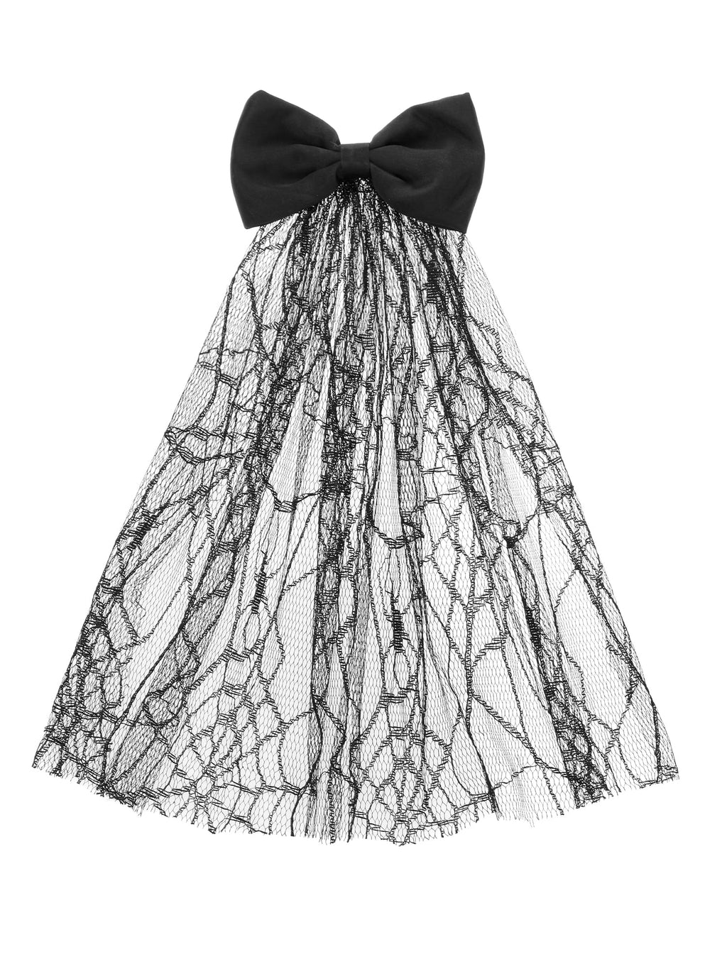 Way to Celebrate Halloween Spiderweb Lace Hair Bow, Black, 1 Piece, Alligator Hair Clip