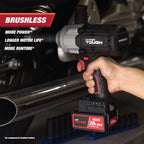 Hyper Tough 20V Max Brushless 1/2 in High-Torque Cordless Impact Wrench with 4 Ah Lithium-Ion Battery and Charger