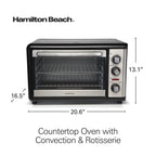 Hamilton Beach Countertop Toaster Oven with Convection & Rotisserie, Extra Large Capacity, Black