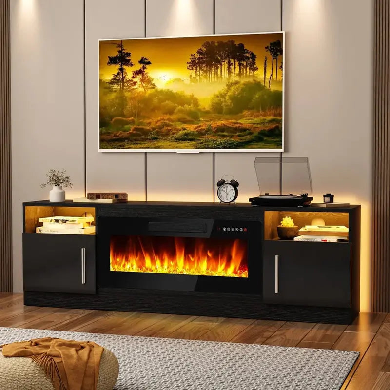 Bossin 70in Fireplace TV Stand With 16-Color LED Lighting