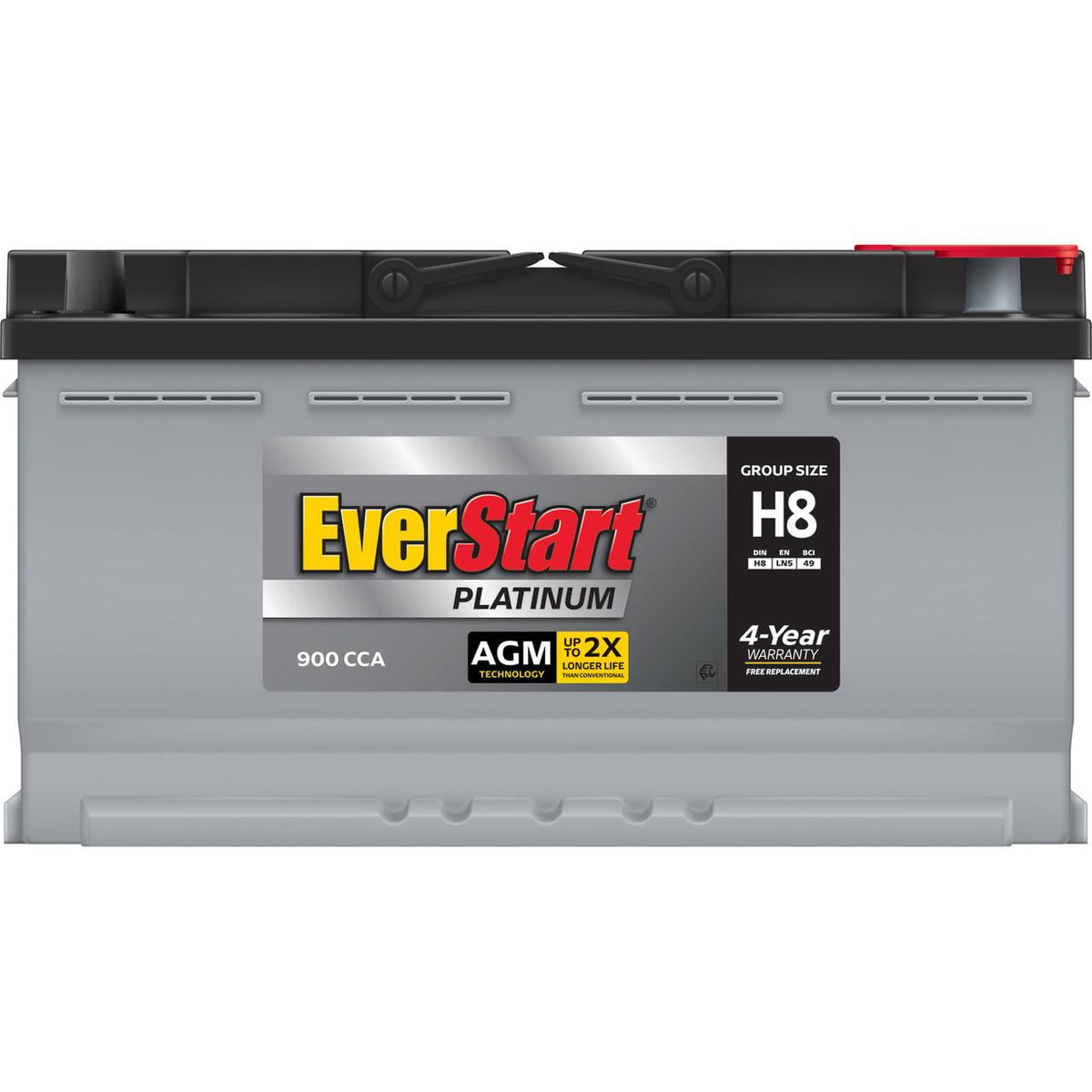 EverStart Platinum AGM Automotive Battery, Group Size H8 / LN5 / 49, 12 V, 900 CCA