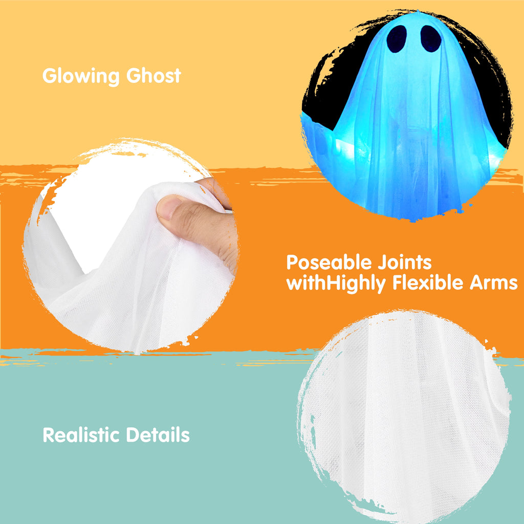 Joyfy 47" Halloween Hanging Light up Ghost Decorations Outdoor