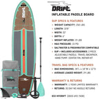Drift Aero Inflatable Stand Up Paddle Board With Accessories, Classic Woodgrain, Adult, 10'8"