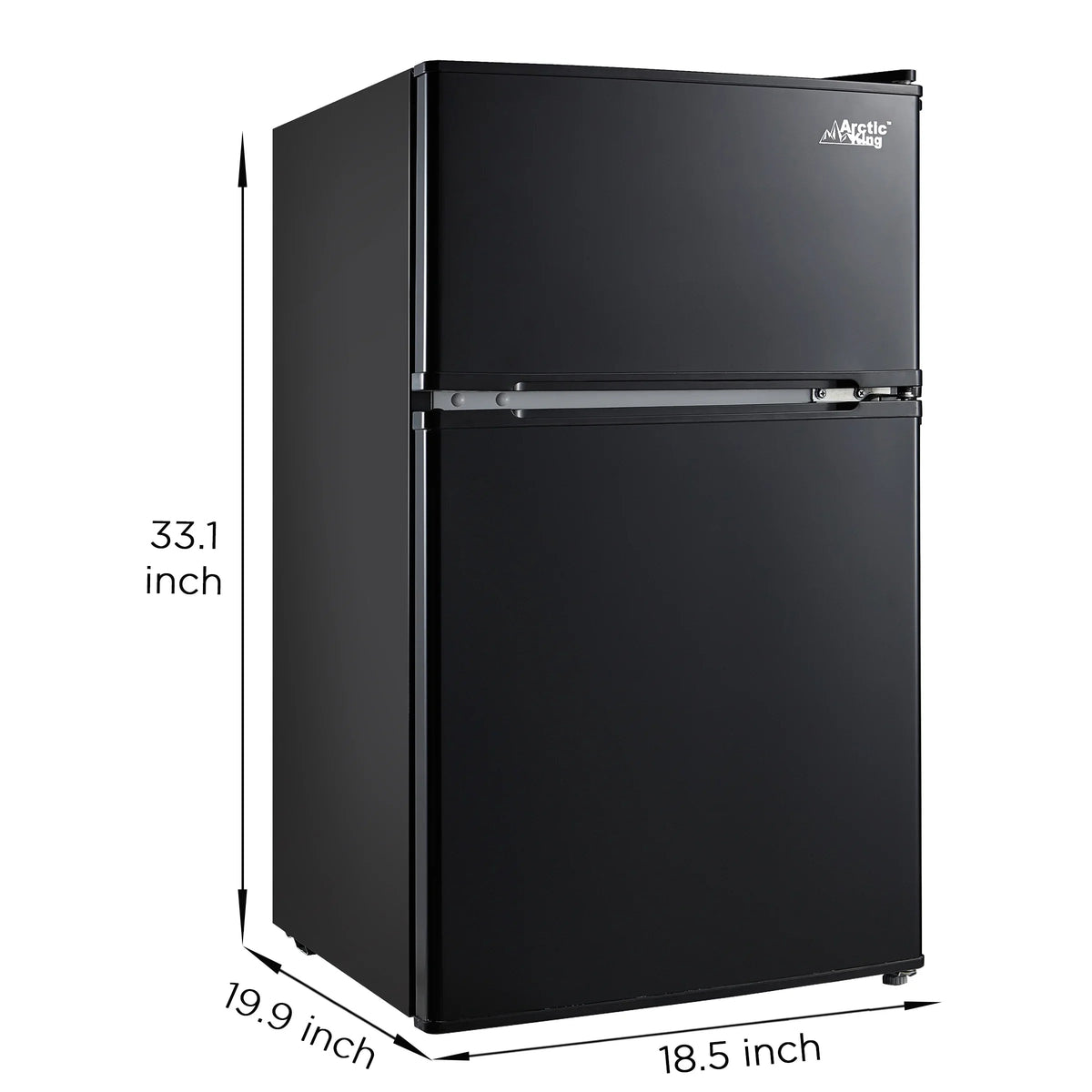 Arctic King Two-Door Mini Fridge With Freezer, 3.2 Cu. Ft., Stainless Steel