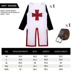 VZQI Men's Medieval Crusader Costume Set, Knights Templar Tunic with Belt for Halloween Renaissance Cosplay