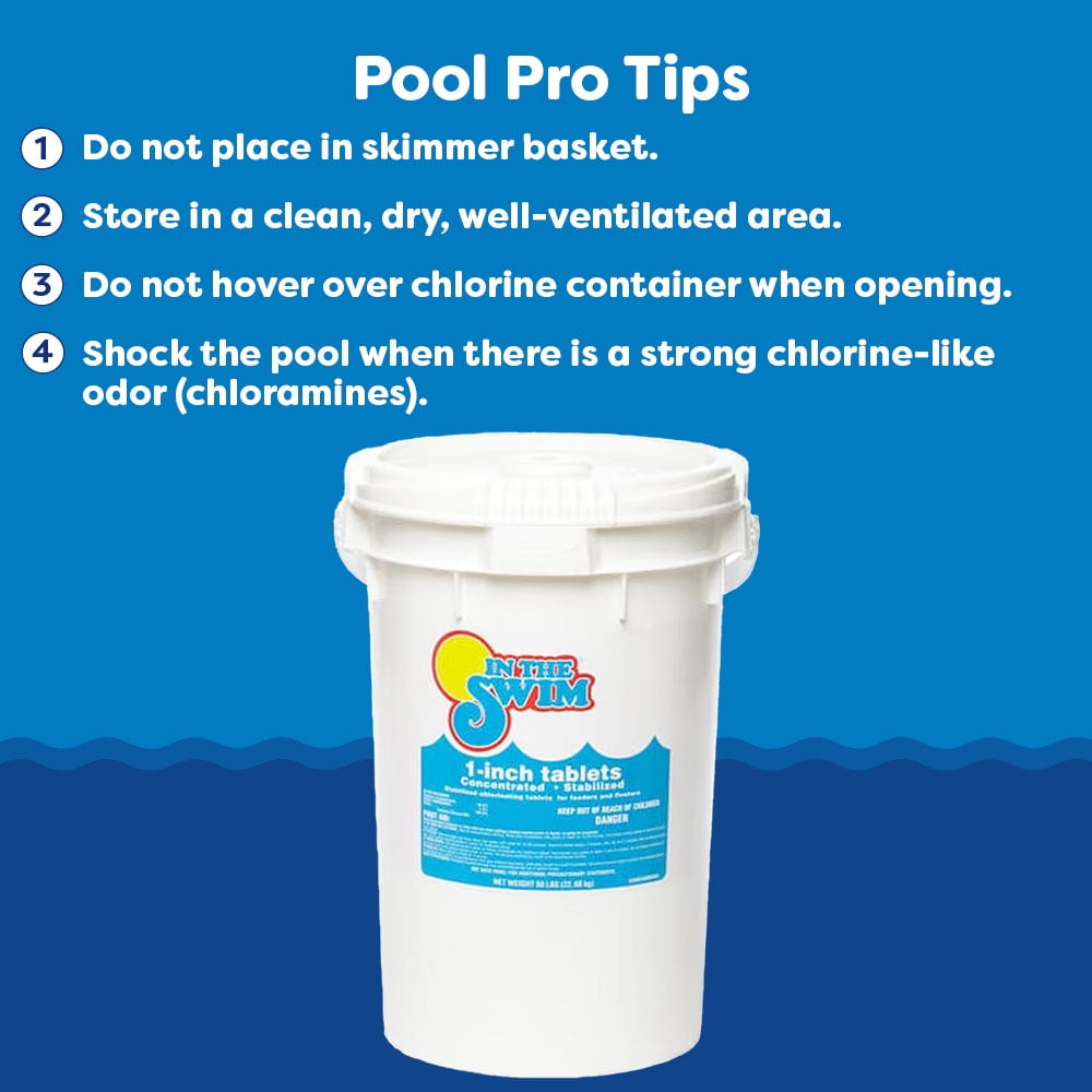 In The Swim 1 Inch Stabilized Chlorine Tablets for Sanitizing Swimming Pools - Fast Dissolving - 90% Available Chlorine - Tri-Chlor - 25 Pounds