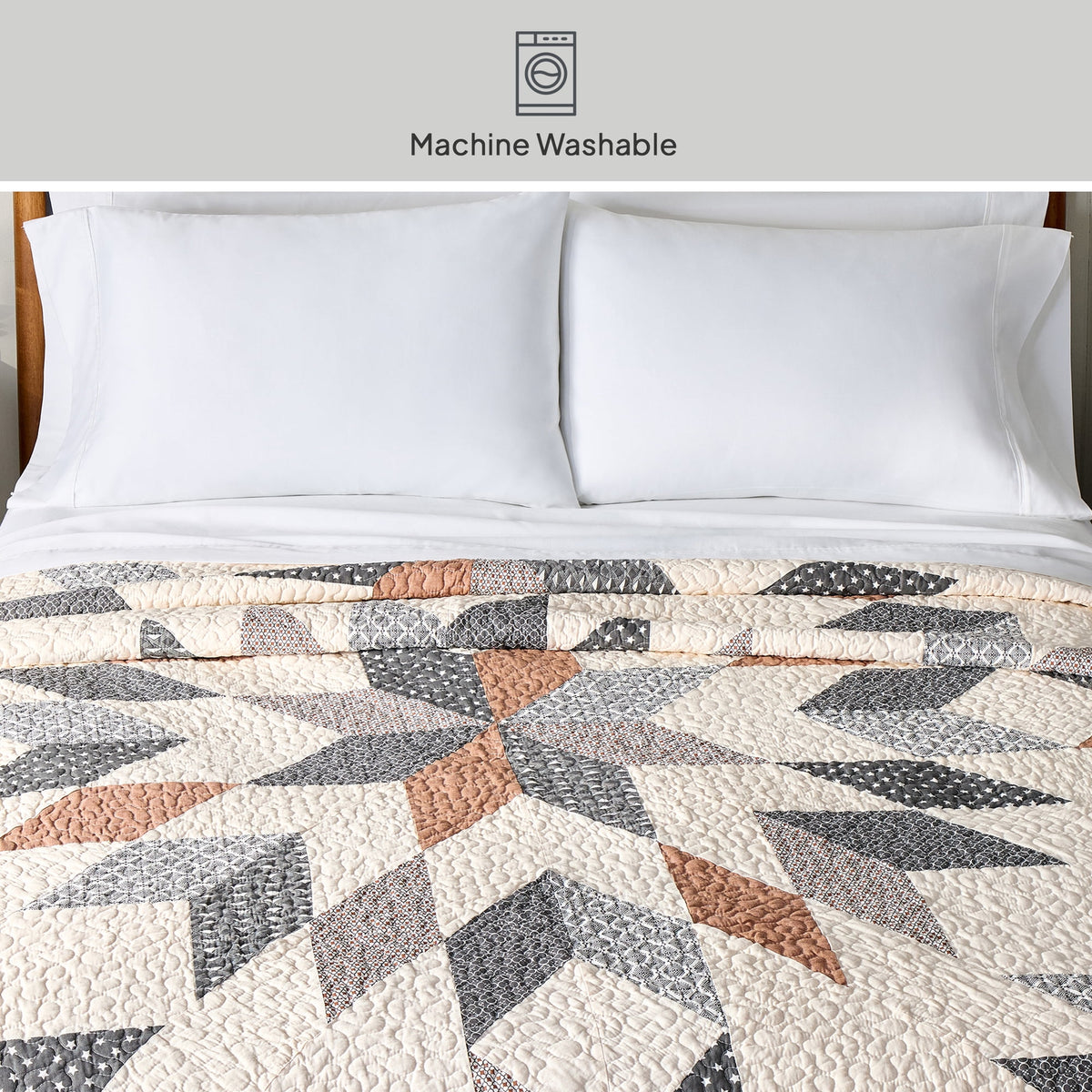 Better Homes & Gardens Starburst Patchwork Cotton Quilt, Full/Queen